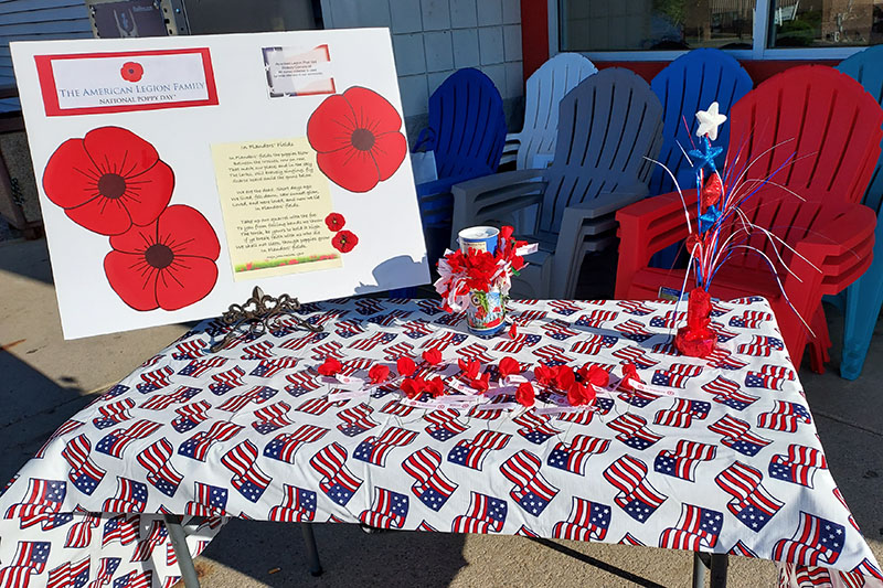table decorated for Poppy Days