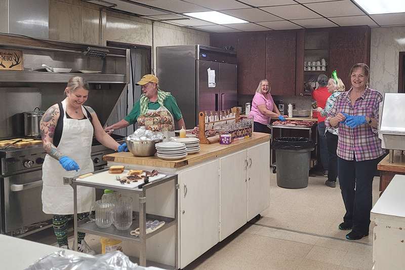 women of the American Legion Post 484 preparing food for a Steak Fry in March 2024